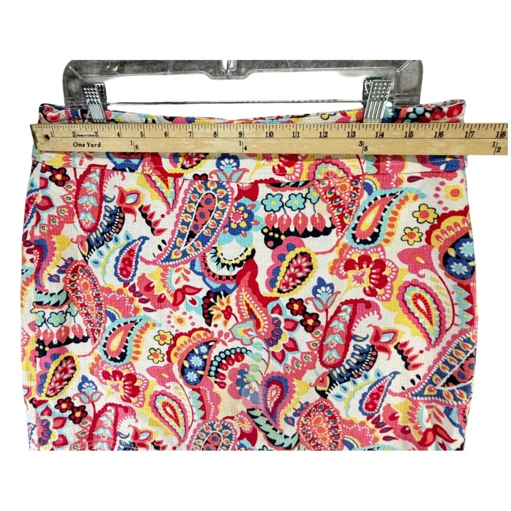 Talbots Pencil Skirt Women 12 Persian Pink Multicolor Floral Paisley Preppy Boho - Picture 6 of 13